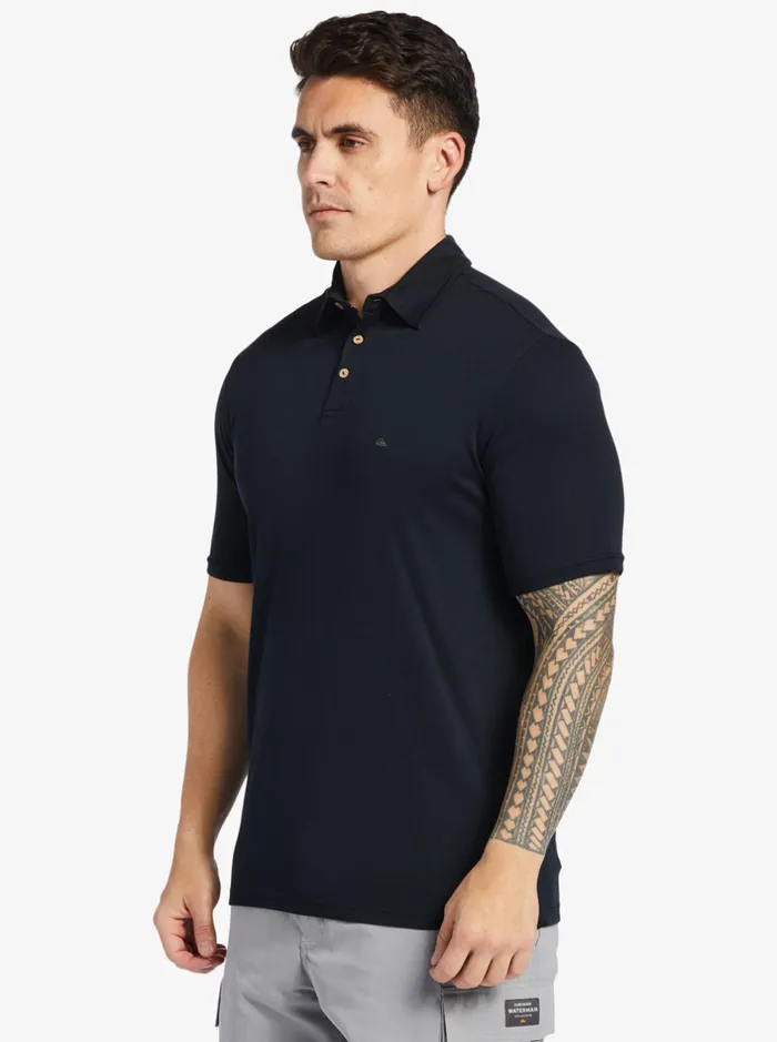 Shirts and Polos Men Quiksilver Waterman Waterman Waterpolo Short Sleeve Polo Shirt Black Shirts and Polos Men Quiksilver Waterman Waterman Waterpolo Short Sleeve Polo Shirt Black