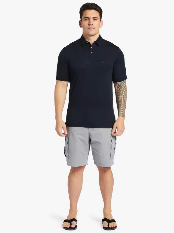 Shirts and Polos Men Quiksilver Waterman Waterman Waterpolo Short Sleeve Polo Shirt Black Shirts and Polos Men Quiksilver Waterman Waterman Waterpolo Short Sleeve Polo Shirt Black
