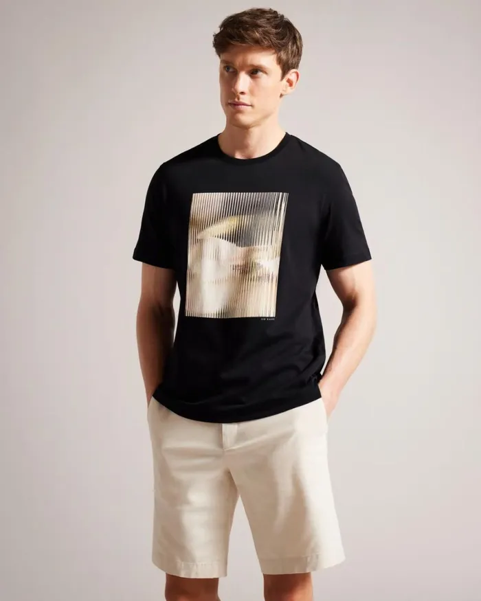 Short Sleeve Abstract Graphic TShirt Black Men Ted Baker Clothing