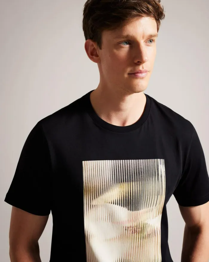 Short Sleeve Abstract Graphic TShirt Black Men Ted Baker Clothing