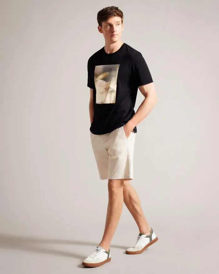 Short Sleeve Abstract Graphic TShirt Black Men Ted Baker Clothing