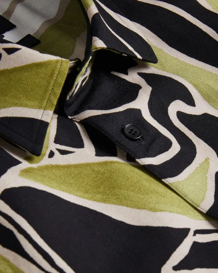 Short Sleeve Abstract Print Shirt Black Men Ted Baker Clothing Short Sleeve Abstract Print Shirt Black Men Ted Baker Clothing