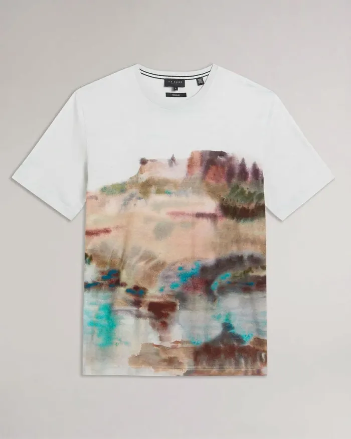 Short Sleeve Abstract Print TShirt White Men Ted Baker Clothing