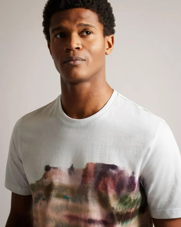 Short Sleeve Abstract Print TShirt White Men Ted Baker Clothing