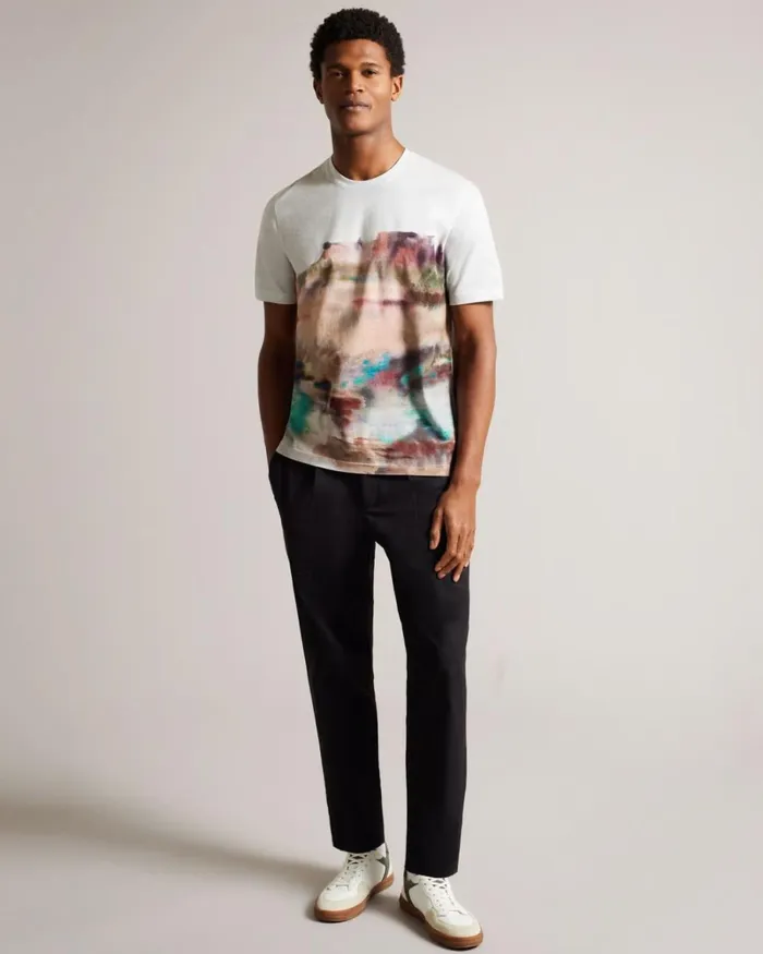Short Sleeve Abstract Print TShirt White Men Ted Baker Clothing