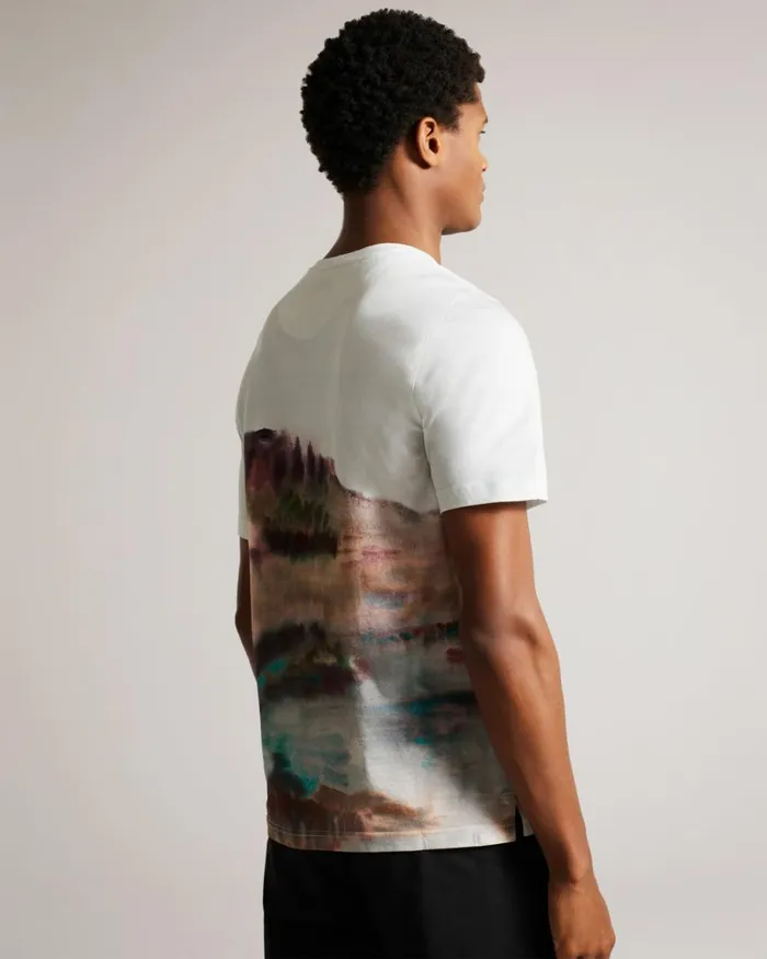 Short Sleeve Abstract Print TShirt White Men Ted Baker Clothing