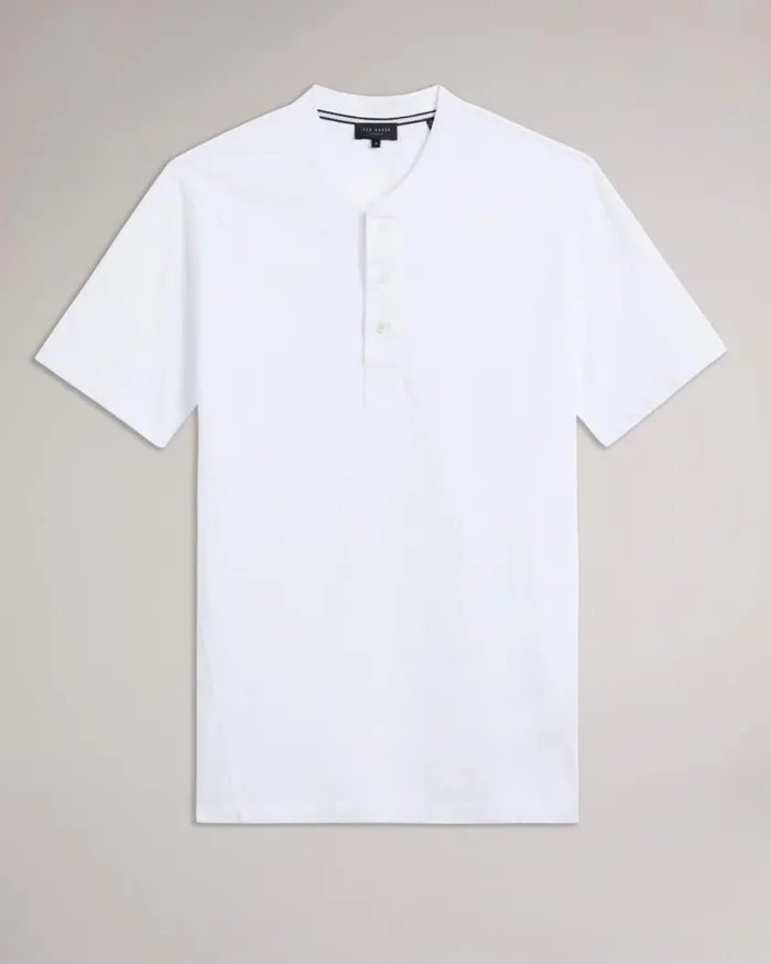 Short Sleeve Henley Shirt White Men Ted Baker Clothing