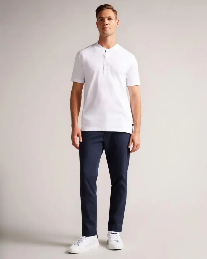 Short Sleeve Henley Shirt White Men Ted Baker Clothing