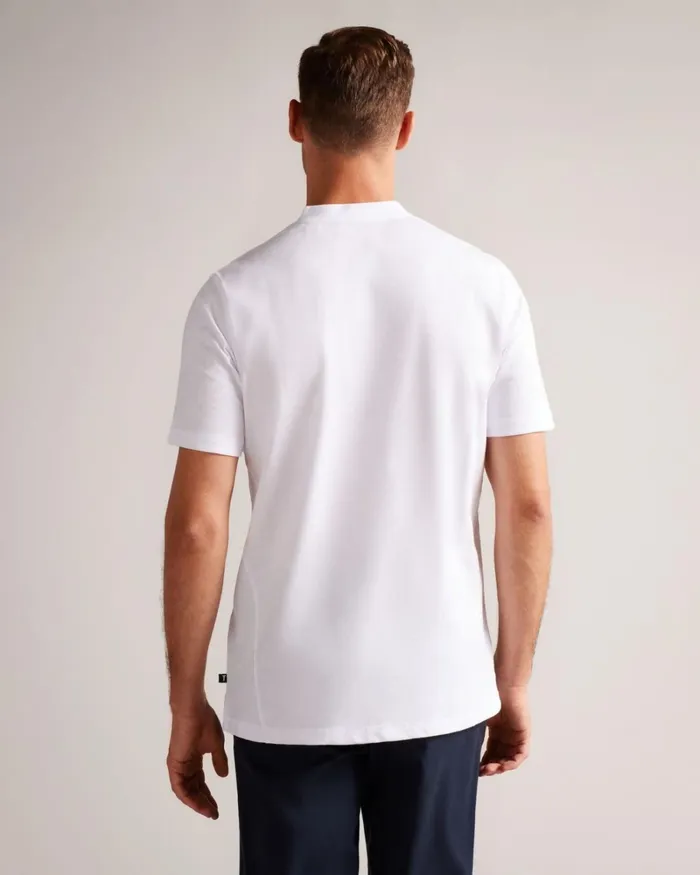 Short Sleeve Henley Shirt White Men Ted Baker Clothing