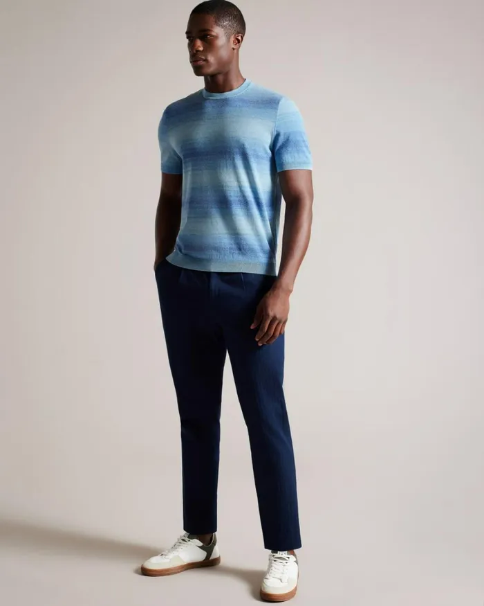 Short Sleeve Ombre Stripe TShirt Dark Blue Men Ted Baker Clothing Short Sleeve Ombre Stripe TShirt Dark Blue Men Ted Baker Clothing