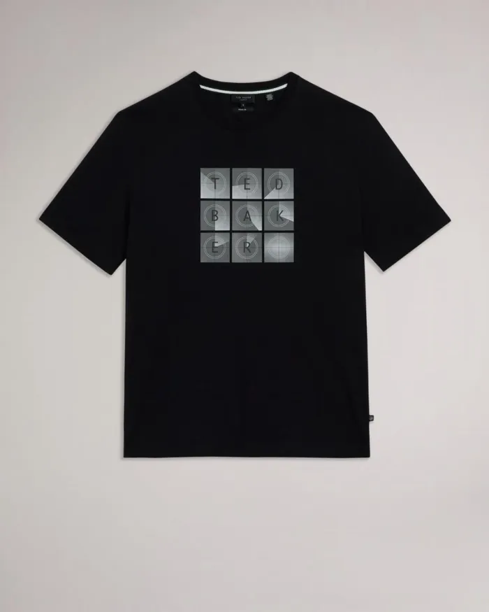Short Sleeve Regular Fit Branded TShirt Black Men Ted Baker Clothing