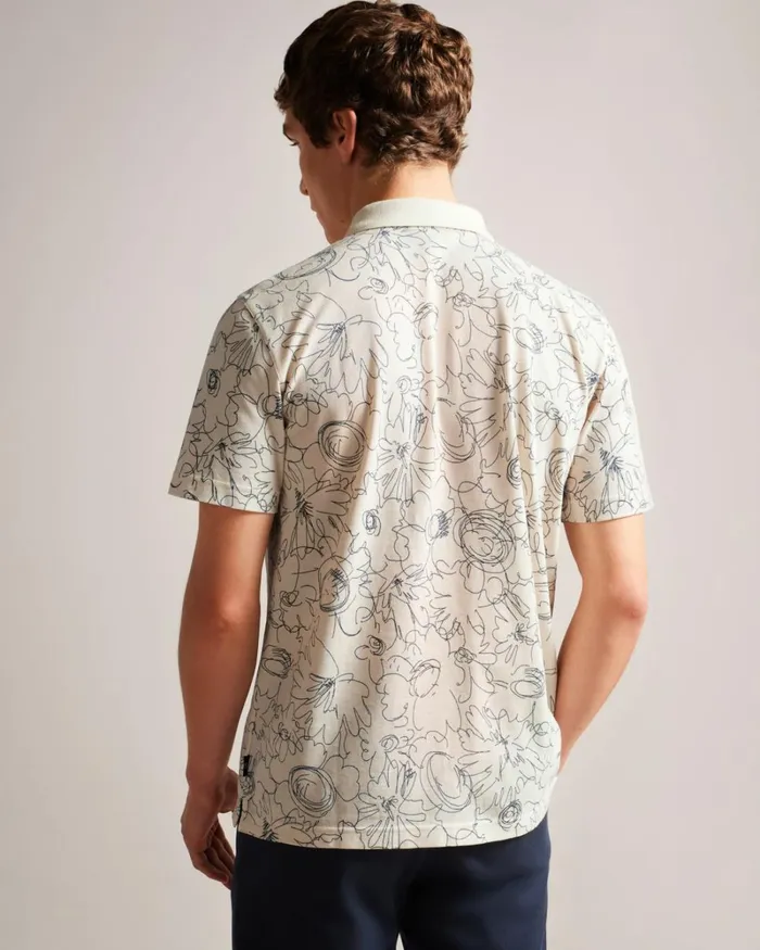 Short Sleeve Regular Fit Printed Polo Shirt Natural Men Ted Baker Clothing