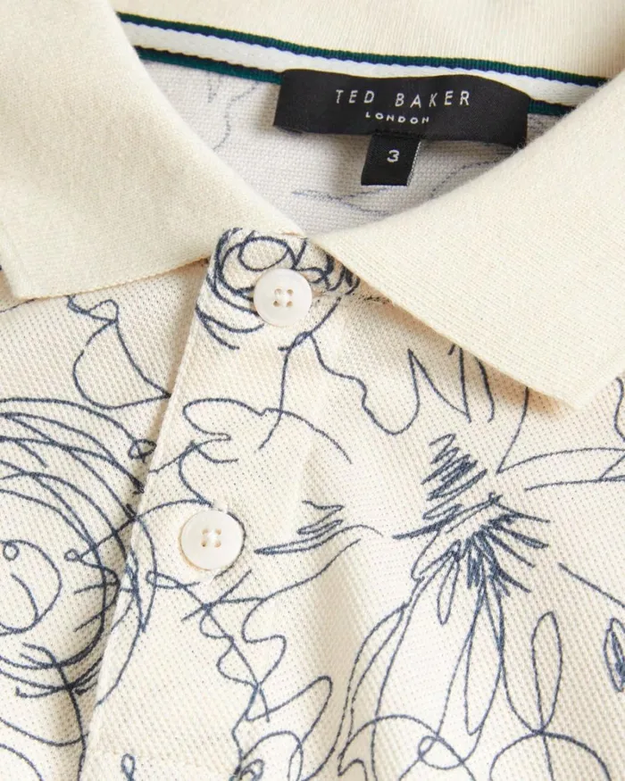 Short Sleeve Regular Fit Printed Polo Shirt Natural Men Ted Baker Clothing