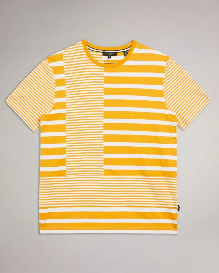 Short Sleeve Striped T Detailed TShirt Orange Men Ted Baker Tops