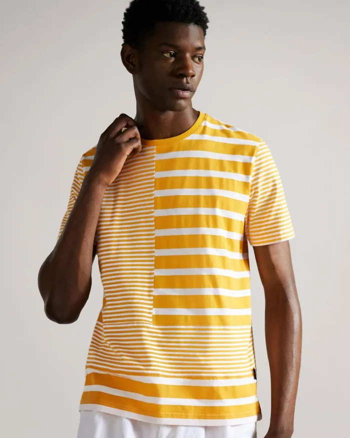Short Sleeve Striped T Detailed TShirt Orange Men Ted Baker Tops Short Sleeve Striped T Detailed TShirt Orange Men Ted Baker Tops