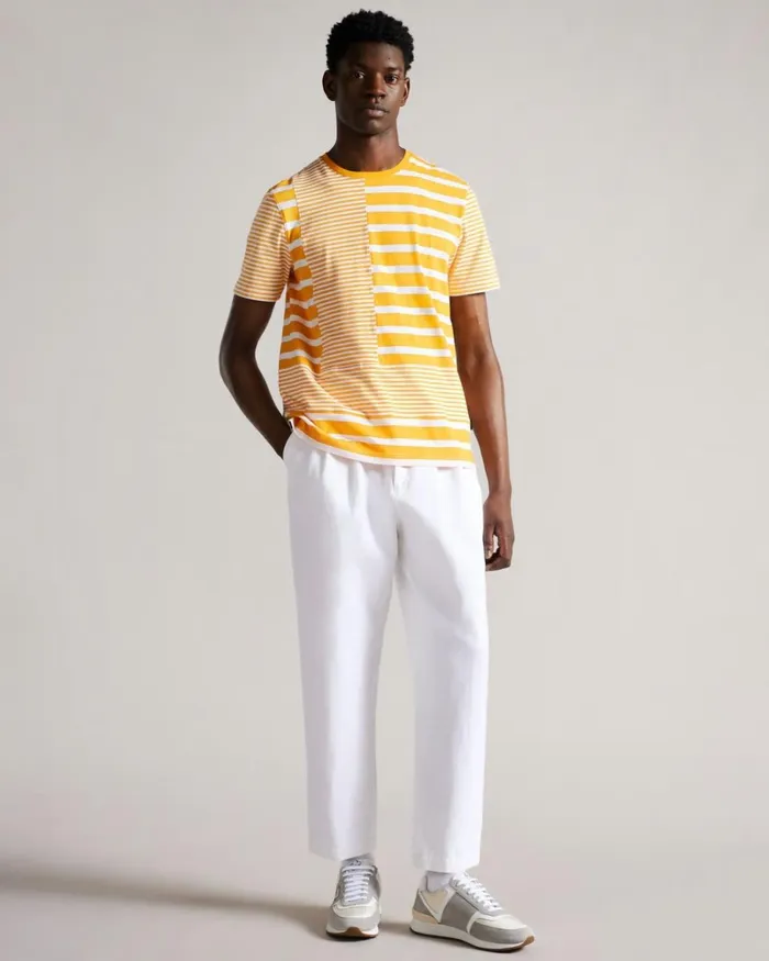 Short Sleeve Striped T Detailed TShirt Orange Men Ted Baker Tops Short Sleeve Striped T Detailed TShirt Orange Men Ted Baker Tops