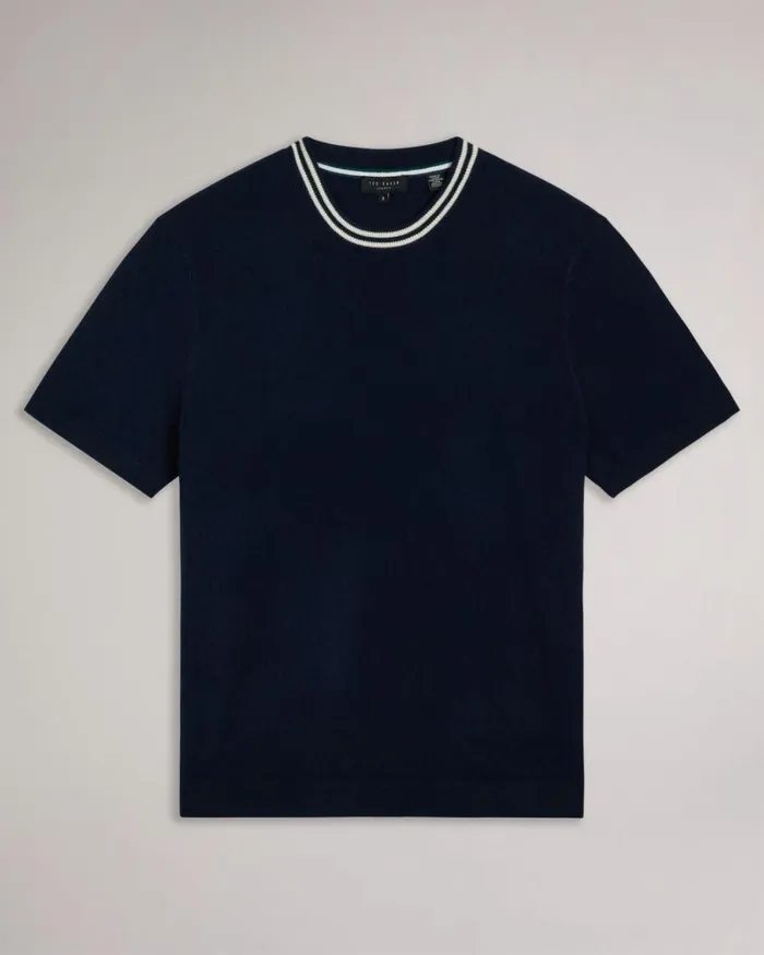 Short Sleeve T Stitched TShirt Navy Men Ted Baker Clothing