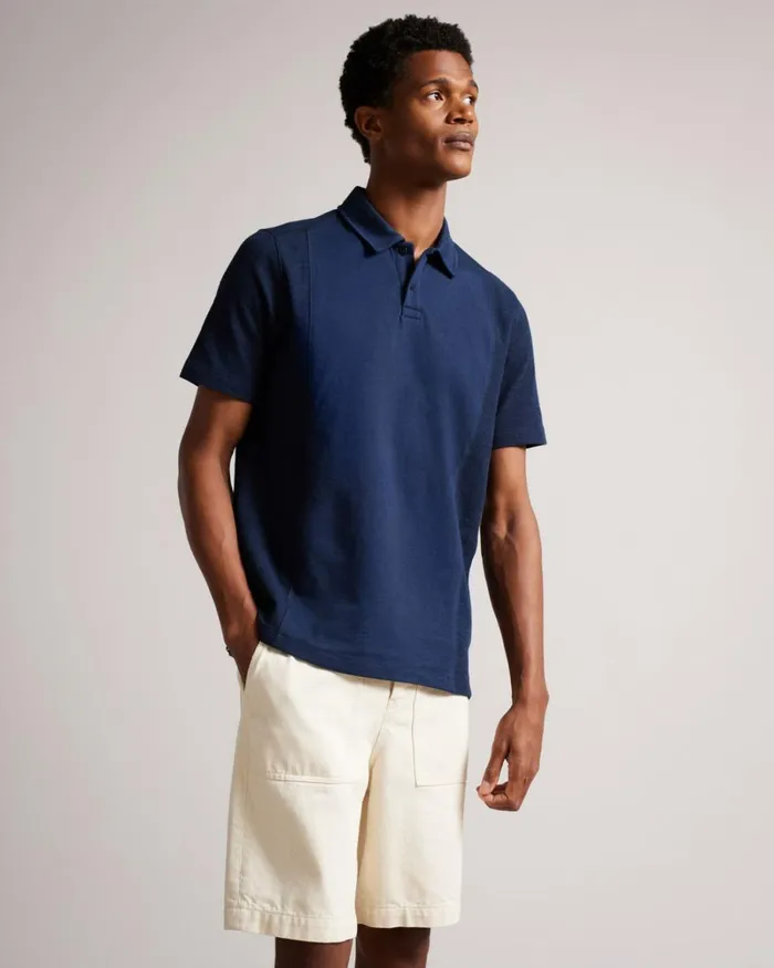 Short Sleeve Textured Polo Shirt Navy Men Ted Baker Tops Short Sleeve Textured Polo Shirt Navy Men Ted Baker Tops