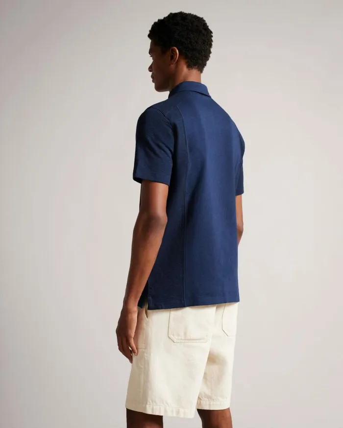 Short Sleeve Textured Polo Shirt Navy Men Ted Baker Tops Short Sleeve Textured Polo Shirt Navy Men Ted Baker Tops