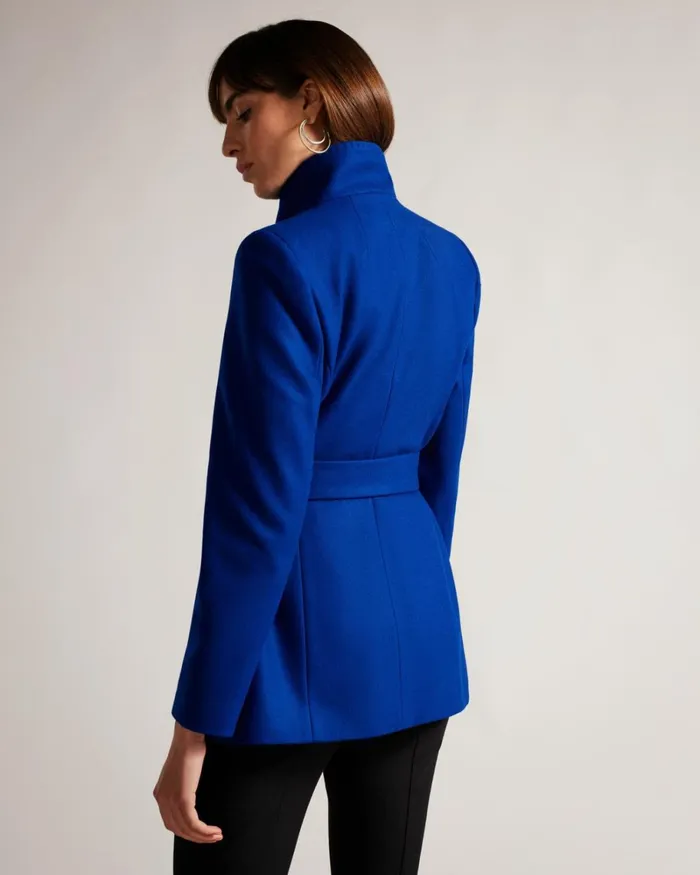 Short Wool Wrap Coat Blue Women Ted Baker Coats and Jackets Short Wool Wrap Coat Blue Women Ted Baker Coats and Jackets