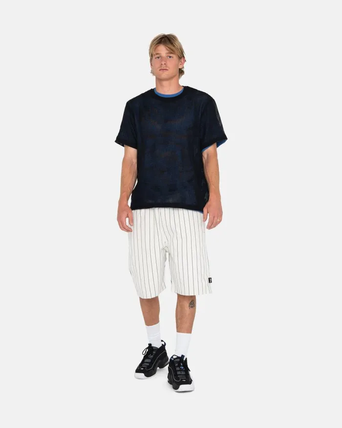Shorts Men Stussy BRUSHED BEACH SHORT Bone Printed Stripe Shorts Men Stussy BRUSHED BEACH SHORT Bone Printed Stripe