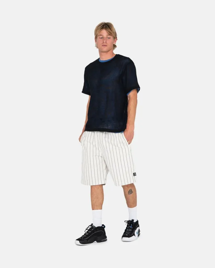 Shorts Men Stussy BRUSHED BEACH SHORT Bone Printed Stripe Shorts Men Stussy BRUSHED BEACH SHORT Bone Printed Stripe