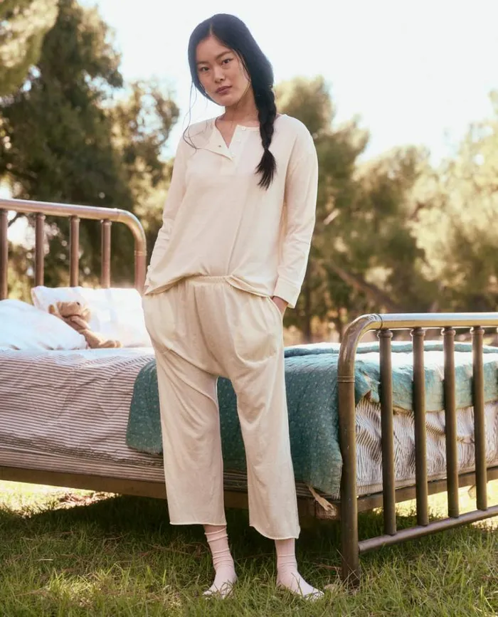 Sleep Bottoms Women039s The Great The Lounge Crop Washed White