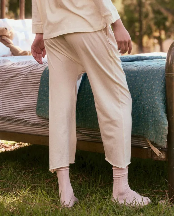 Sleep Bottoms Women039s The Great The Lounge Crop Washed White