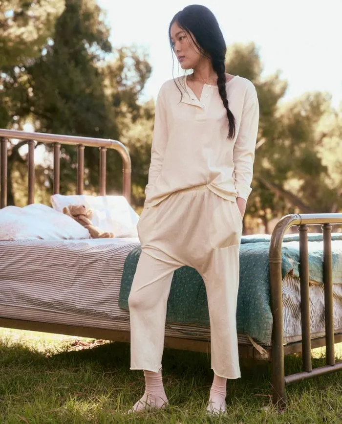 Sleep Bottoms Women039s The Great The Lounge Crop Washed White