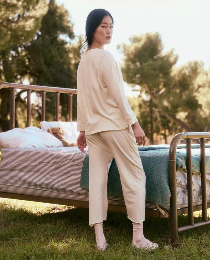 Sleep Bottoms Women039s The Great The Lounge Crop Washed White