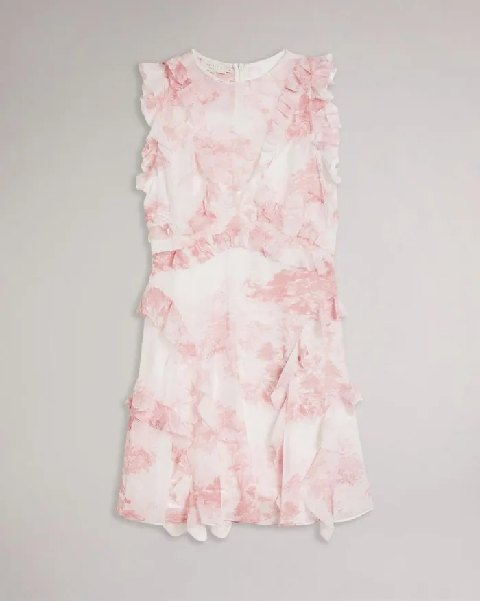 Sleeveless Waterfall Mini Dress Dusky Pink Women Ted Baker Dresses
