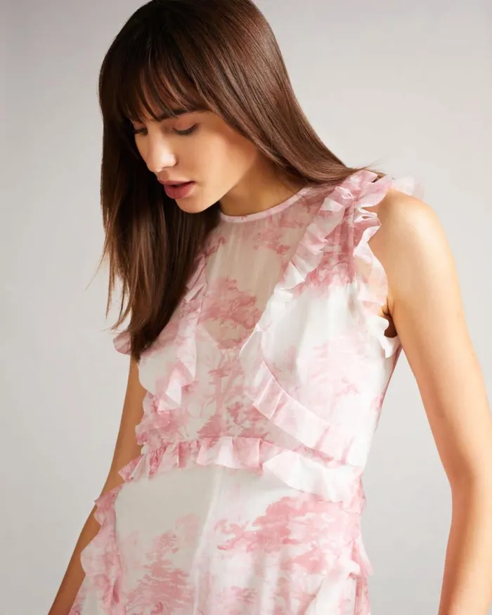 Sleeveless Waterfall Mini Dress Dusky Pink Women Ted Baker Dresses Sleeveless Waterfall Mini Dress Dusky Pink Women Ted Baker Dresses