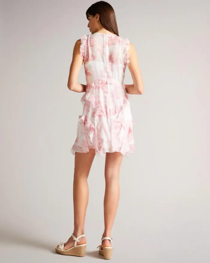 Sleeveless Waterfall Mini Dress Dusky Pink Women Ted Baker Dresses Sleeveless Waterfall Mini Dress Dusky Pink Women Ted Baker Dresses
