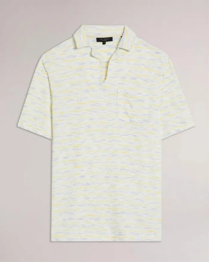 SS Open Collar Towelling Polo Yellow Men Ted Baker Tops