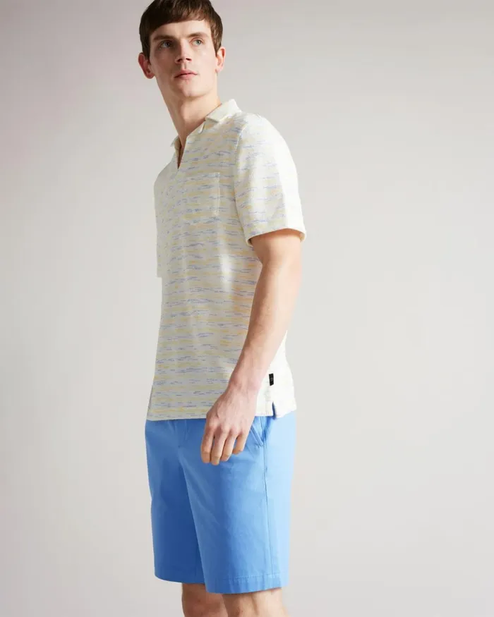 SS Open Collar Towelling Polo Yellow Men Ted Baker Tops SS Open Collar Towelling Polo Yellow Men Ted Baker Tops