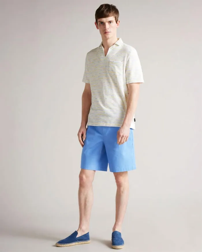SS Open Collar Towelling Polo Yellow Men Ted Baker Tops SS Open Collar Towelling Polo Yellow Men Ted Baker Tops