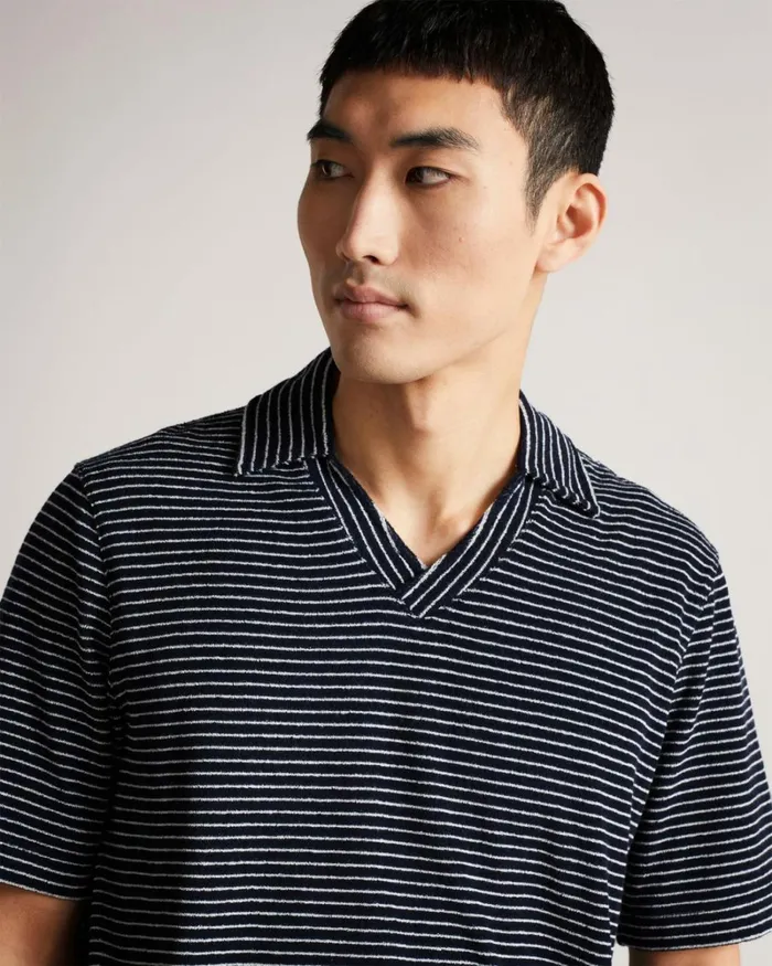 SS Striped Towelling Polo Navy Men Ted Baker Tops