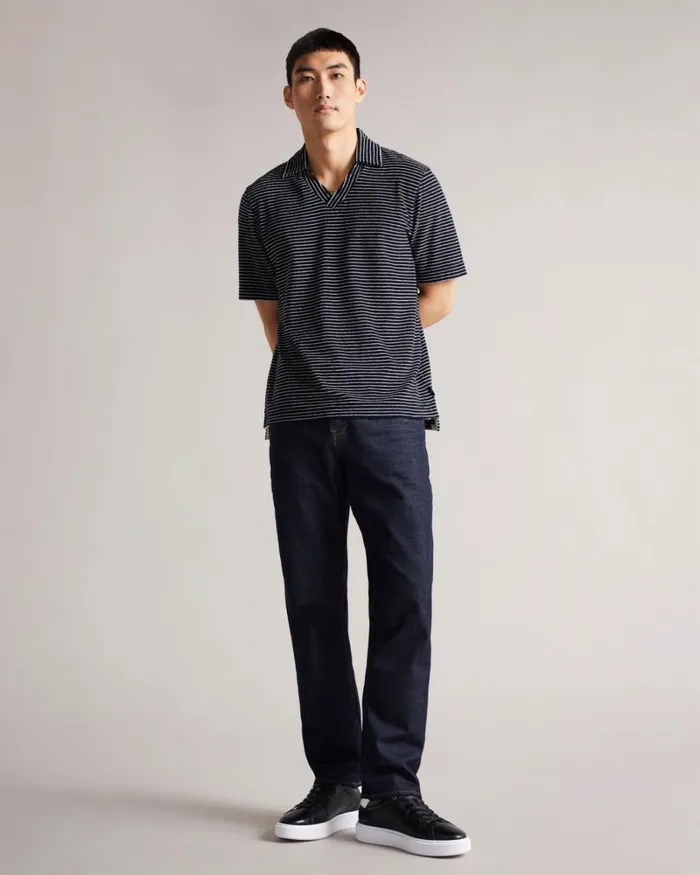 SS Striped Towelling Polo Navy Men Ted Baker Tops SS Striped Towelling Polo Navy Men Ted Baker Tops