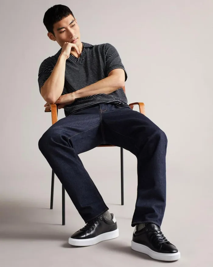 SS Striped Towelling Polo Navy Men Ted Baker Tops SS Striped Towelling Polo Navy Men Ted Baker Tops