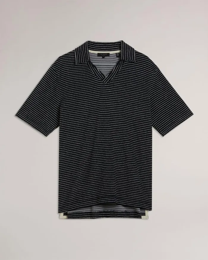 SS Striped Towelling Polo Navy Men Ted Baker Tops SS Striped Towelling Polo Navy Men Ted Baker Tops