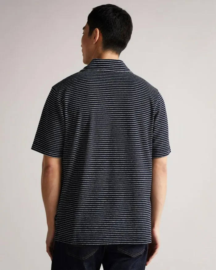 SS Striped Towelling Polo Navy Men Ted Baker Tops SS Striped Towelling Polo Navy Men Ted Baker Tops
