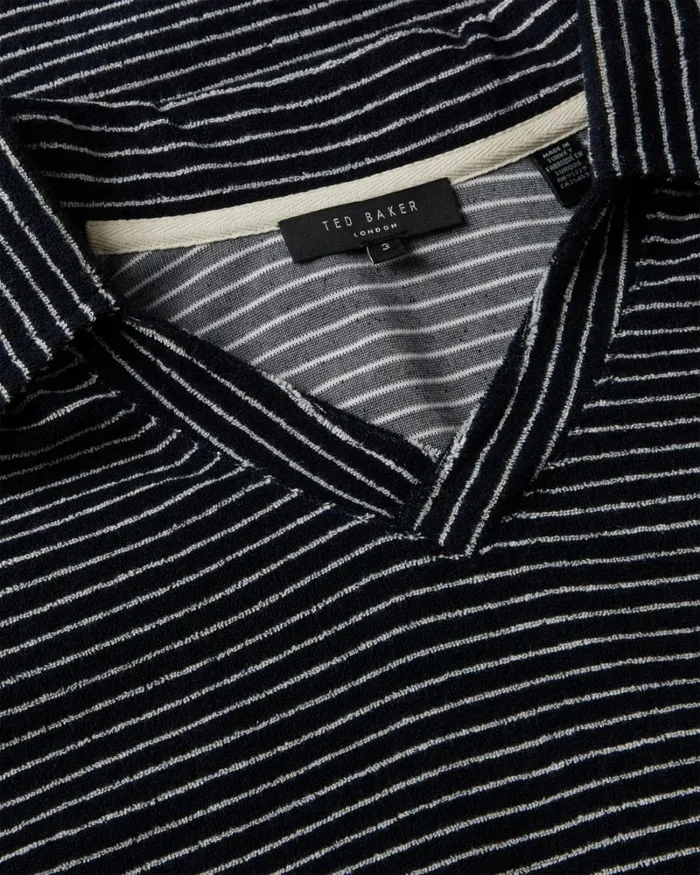 SS Striped Towelling Polo Navy Men Ted Baker Tops SS Striped Towelling Polo Navy Men Ted Baker Tops