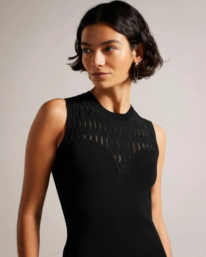 Stitch Detailed Bodycon Dress Black Women Ted Baker Clothing Stitch Detailed Bodycon Dress Black Women Ted Baker Clothing