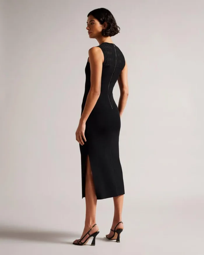 Stitch Detailed Bodycon Dress Black Women Ted Baker Clothing Stitch Detailed Bodycon Dress Black Women Ted Baker Clothing