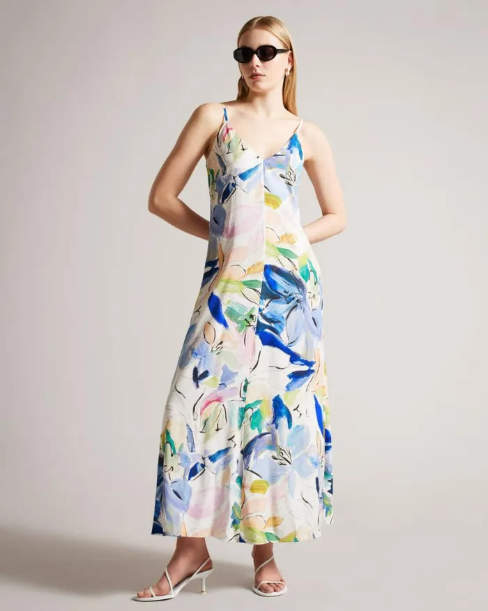 Strappy V Neck Maxi Dress White Women Ted Baker Clothing Strappy V Neck Maxi Dress White Women Ted Baker Clothing
