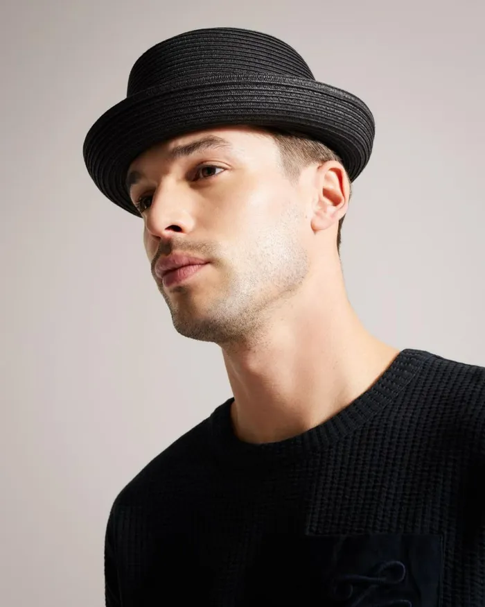 Straw Pork Pie Hat Black Men Ted Baker Hats and Caps Straw Pork Pie Hat Black Men Ted Baker Hats and Caps