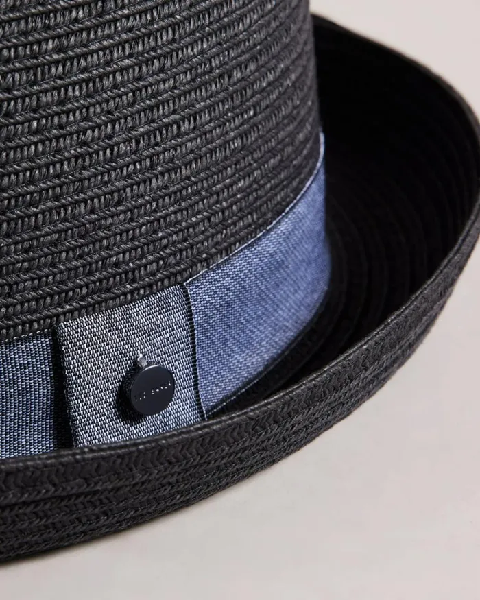 Straw Pork Pie Hat Black Men Ted Baker Hats and Caps Straw Pork Pie Hat Black Men Ted Baker Hats and Caps