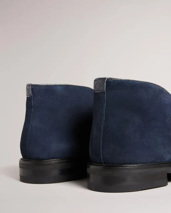 Suede Chukka Button Sole Boots Navy Men Ted Baker Boots