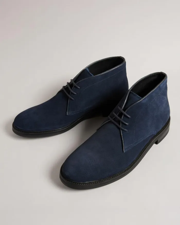 Suede Chukka Button Sole Boots Navy Men Ted Baker Boots Suede Chukka Button Sole Boots Navy Men Ted Baker Boots