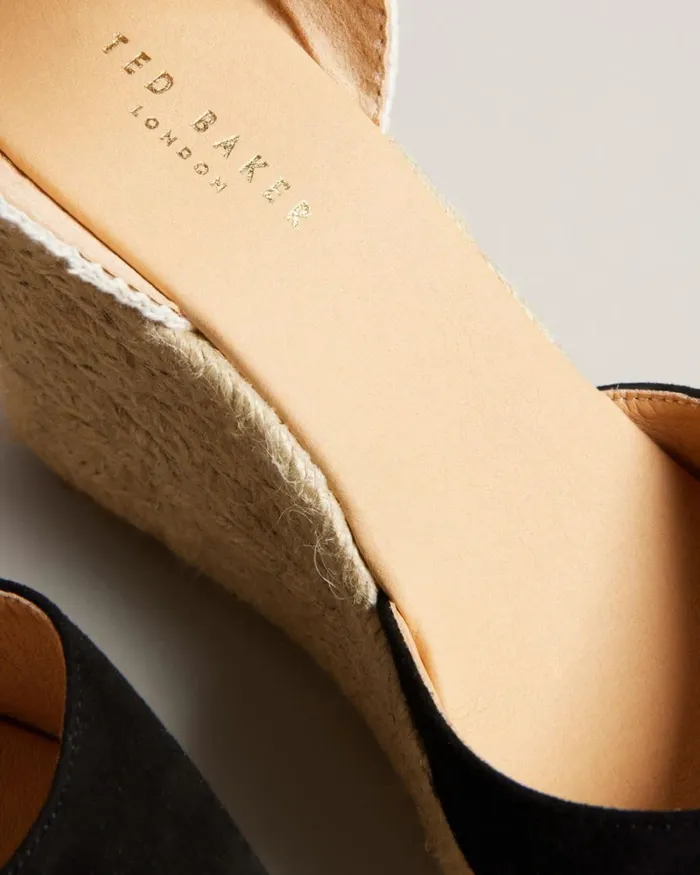 Suede Ribbon Tie Wedges Black Women Ted Baker Sandals and Sliders Suede Ribbon Tie Wedges Black Women Ted Baker Sandals and Sliders
